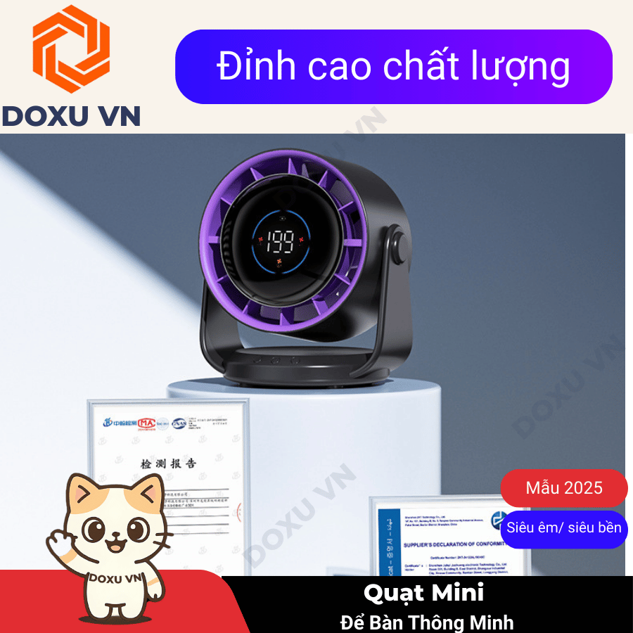 Quạt Để Bàn Mini Thông Minh Cao Cấp - Tua-bin mạnh mẽ - Pin trâu dùng cả ngày dài - JF106 - Image 5