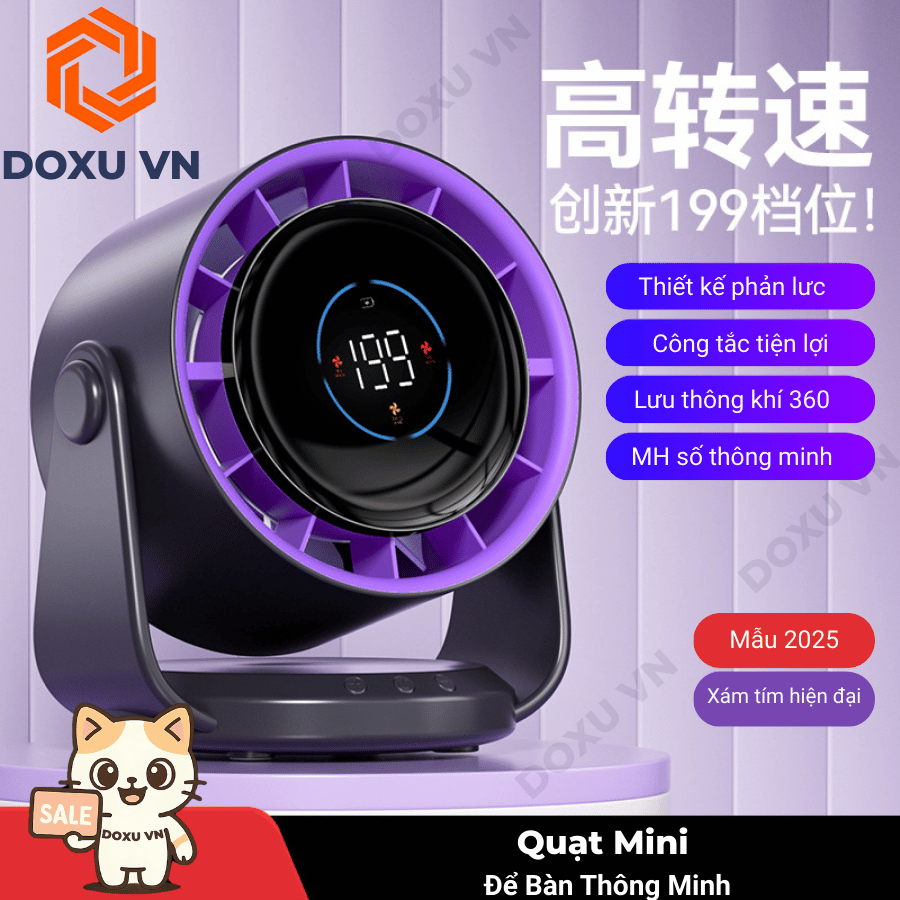 Quạt Để Bàn Mini Thông Minh Cao Cấp - Tua-bin mạnh mẽ - Pin trâu dùng cả ngày dài - JF106 - Image 7