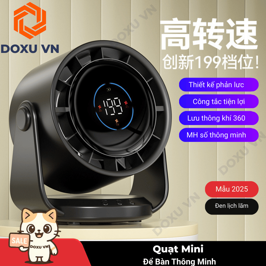 Quạt Để Bàn Mini Thông Minh Cao Cấp - Tua-bin mạnh mẽ - Pin trâu dùng cả ngày dài - JF106 - Image 8