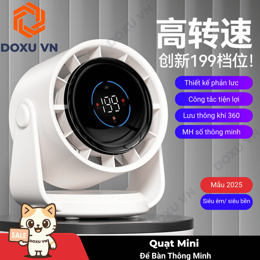 Quạt Để Bàn Mini Thông Minh Cao Cấp - Tua-bin mạnh mẽ - Pin trâu dùng cả ngày dài - JF106 - Image 10