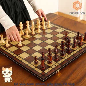 Cờ vua gỗ gập nam châm – cỡ vừa 39 và 44 CM phù hợp cho chơi tại nhà và thi đấu, quà tặng sinh nhật