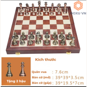 Cờ vua cao cấp, quân hợp kim, bàn gỗ, gấp nam châm hút mạnh mẽ,quà tặng sang trọng đẳng cấp