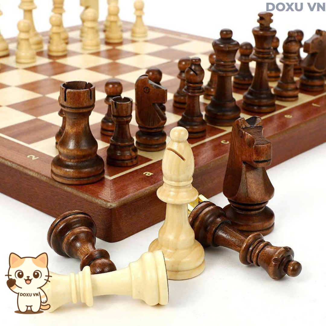 Bộ cờ vua gỗ đỏ cao cấp, gấp gọn sang trọng, quà tăng sinh nhật, các dịp đặc biệt (Không nam châm) - Image 4