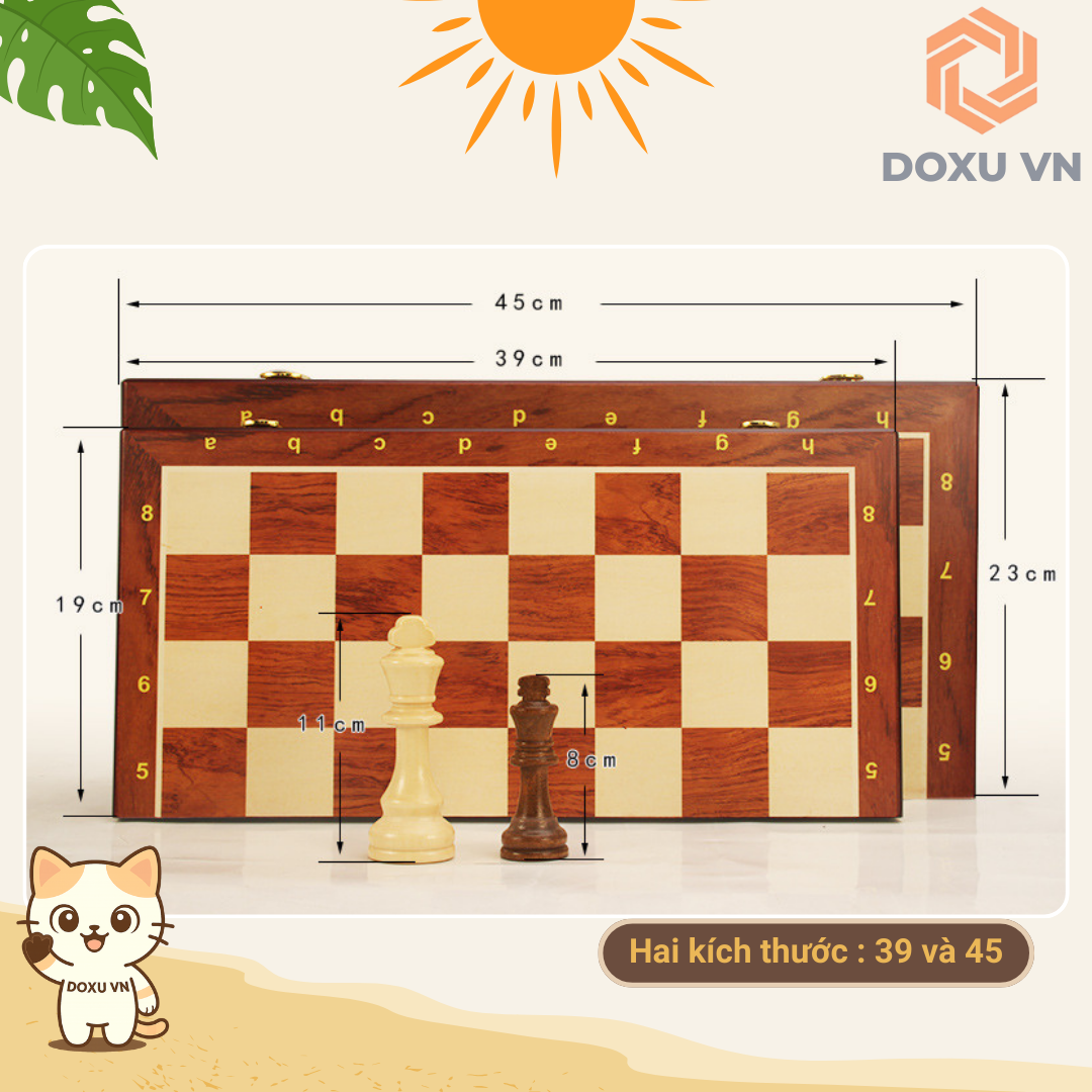 Bộ cờ vua gỗ đỏ cao cấp, gấp gọn sang trọng, quà tăng sinh nhật, các dịp đặc biệt (Không nam châm) - Image 8