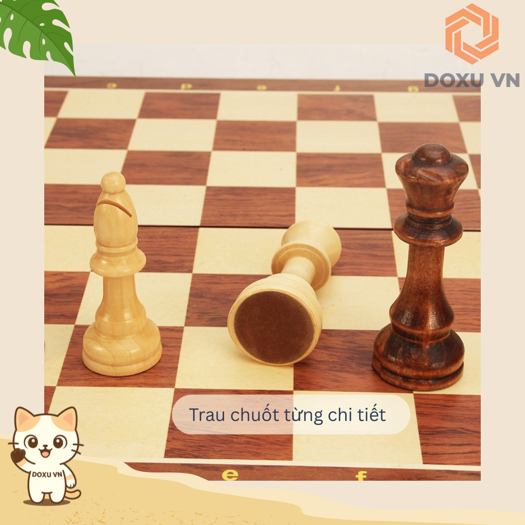 Bộ cờ vua gỗ đỏ cao cấp, gấp gọn sang trọng, quà tăng sinh nhật, các dịp đặc biệt (Không nam châm) - Image 6