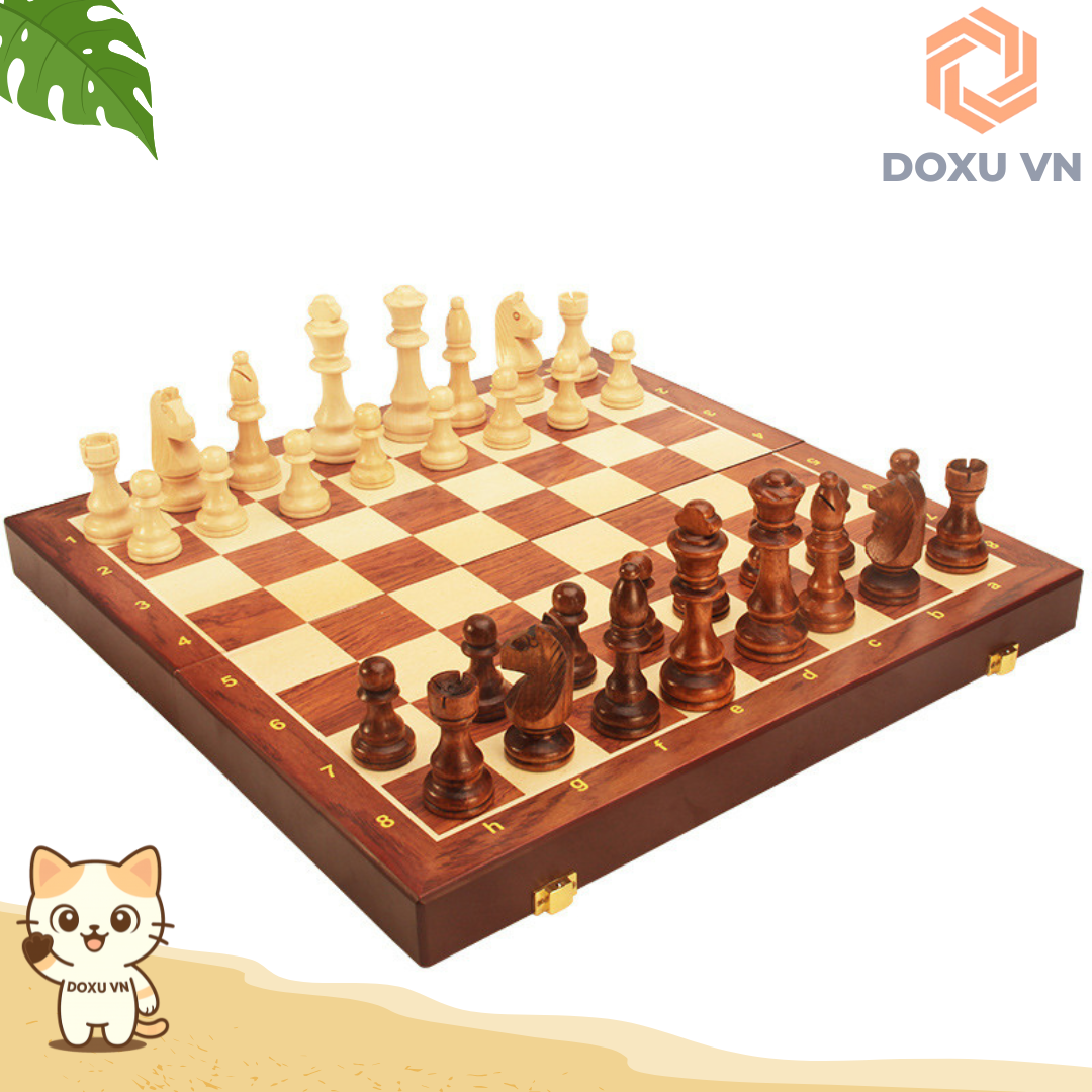 Bộ cờ vua gỗ đỏ cao cấp, gấp gọn sang trọng, quà tăng sinh nhật, các dịp đặc biệt (Không nam châm) - Image 5
