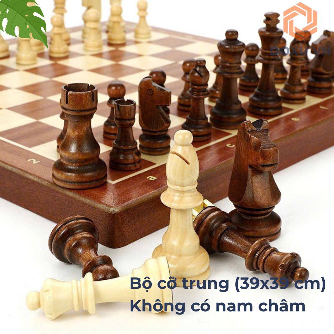 Bộ cờ vua gỗ đỏ cao cấp, gấp gọn sang trọng, quà tăng sinh nhật, các dịp đặc biệt (Không nam châm) - Image 2