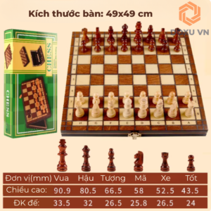 CỜ VUA GỖ GẬP NAM CHÂM CAO CẤP – SIZE LỚN 49×49 CM phù hợp cho chơi tại nhà và thi đấu, quà tặng sinh nhật