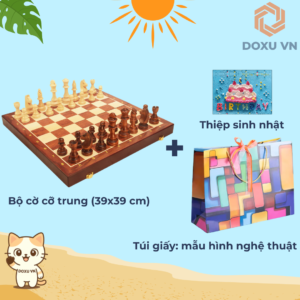 Bộ cờ vua gỗ đỏ cao cấp, gấp gọn sang trọng, tặng 2 hâu, quà tăng sinh nhật, các dịp đặc biệt