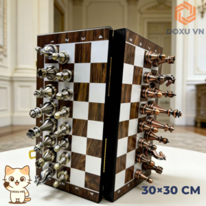 CỜ VUA GỖ NAM CHÂM 30×30 – QUÂN KIM LOẠI CAO CẤP | QUÀ TẶNG SANG TRỌNG, Ý NGHĨA