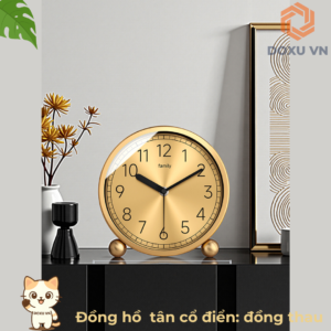 Đồng Hồ Đồng Thau Để Bàn & Giường – Êm Ái, Quartz Tự Động, Trang Trí Hiện Đại