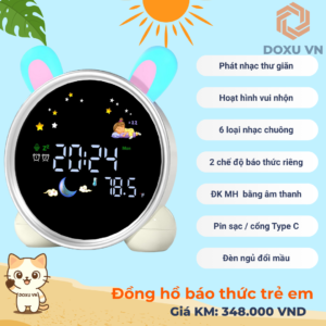 Đồng Hồ Báp thức Cho Bé SG7 - Báo Thức 2 Chế Độ, Đèn Ngủ Đổi Màu, Hẹn Giờ SNAP, Cảm Biến Âm Thanh