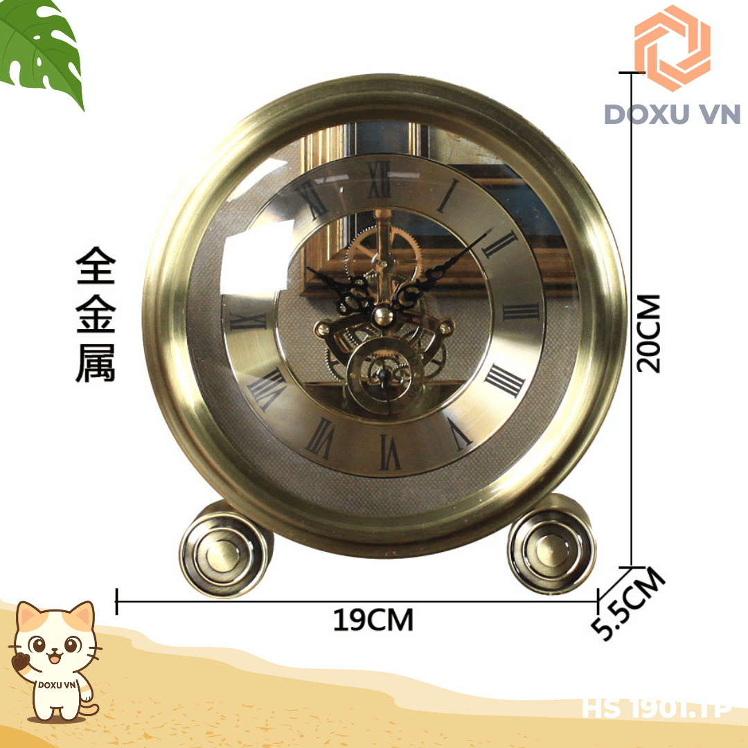 Đồng Hồ Để Bàn Cao Cấp Vàng Kim Tân Cổ Điển – Sang Trọng, Nổi Bật Không Gian HS1901.TP - Image 2