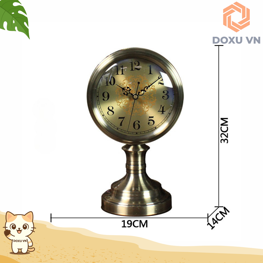 Đồng Hồ Để Bàn Cao Cấp Vàng Kim Tân Cổ Điển – Sang Trọng, Nổi Bật Không Gian HS1902 GD - Image 2