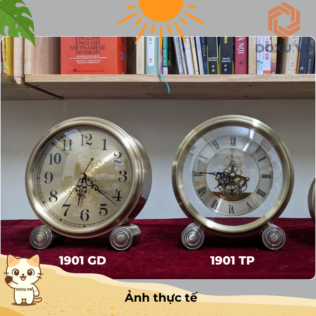 Đồng Hồ Để Bàn Cao Cấp Vàng Kim Tân Cổ Điển – Sang Trọng, Nổi Bật Không Gian HS1901 GD - Image 3