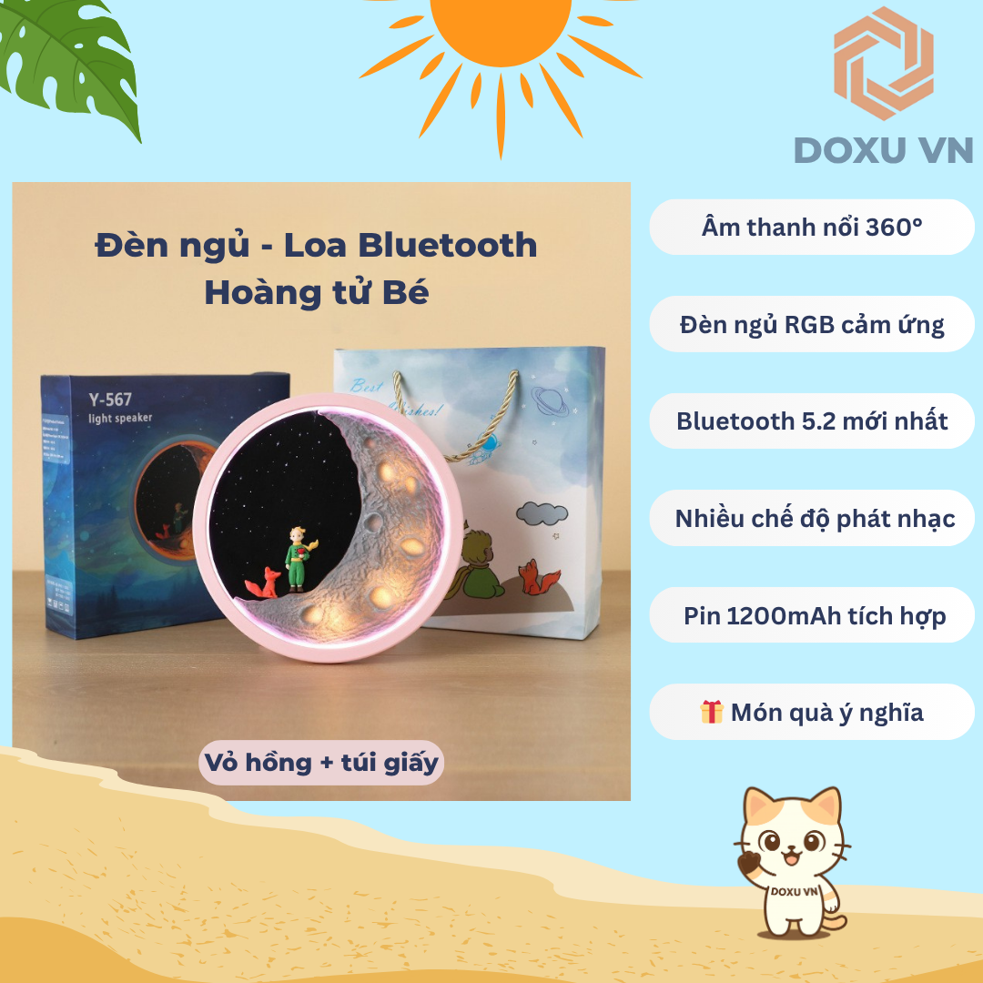 Đèn ngủ loa Bluetooth Hoàng tử Bé Y-567 - Loa không dây, đèn RGB cảm ứng, quà tặng dễ thương - Image 4