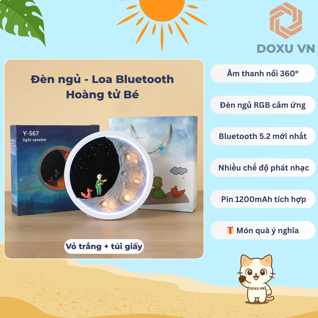 Đèn ngủ loa Bluetooth Hoàng tử Bé Y-567 - Loa không dây, đèn RGB cảm ứng, quà tặng dễ thương - Image 2